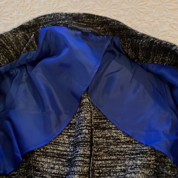 Fabulous black with white lines wool blend jacket with snap front. - Picture 12 of 15